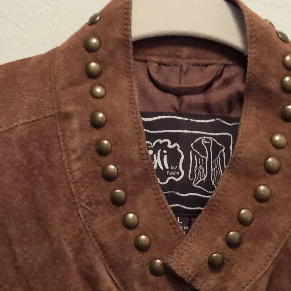 CHI by Falchi Tan Leather Studded Jacket NWT L - Picture 12 of 16